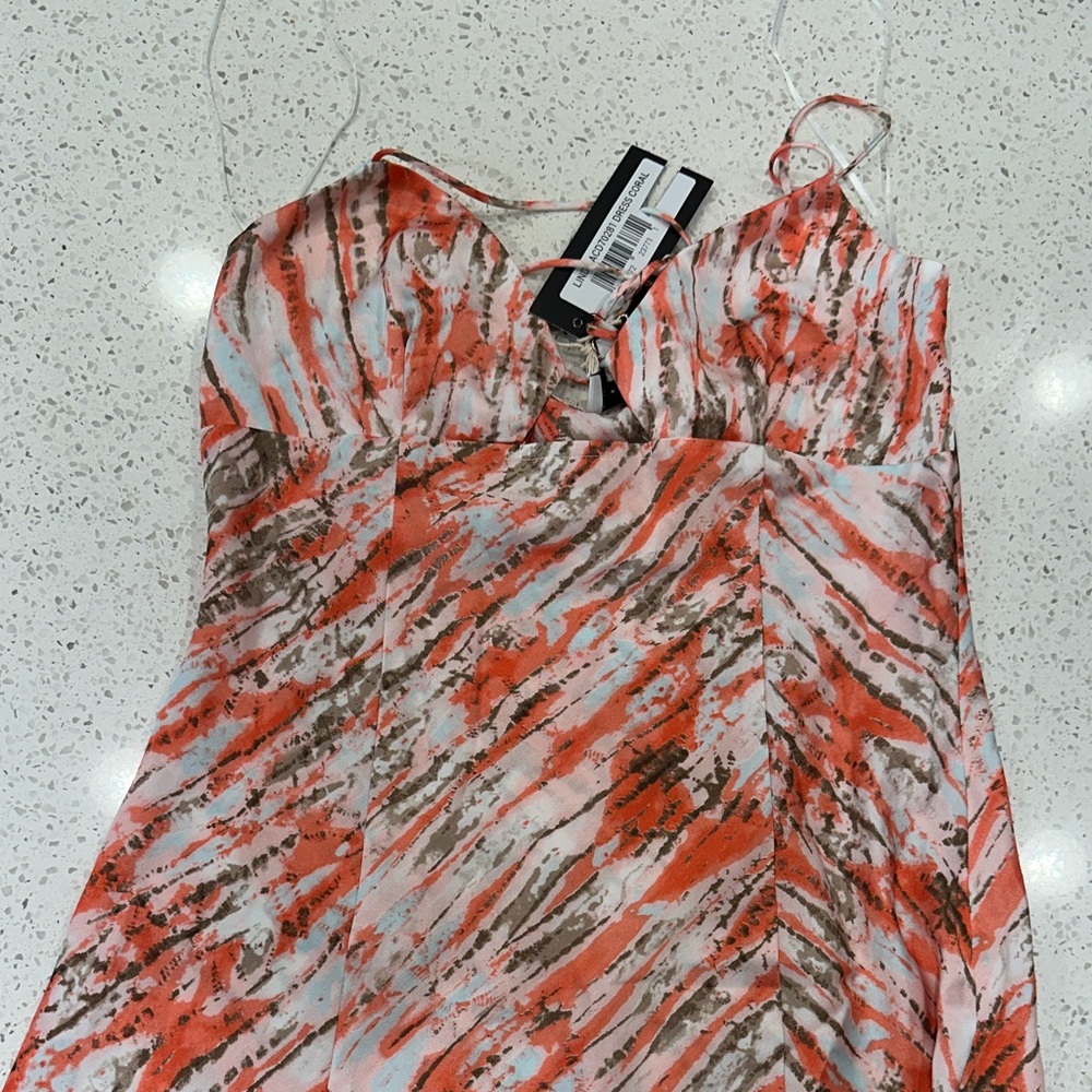 Vibrant Strapless Dress in Orange and Brown